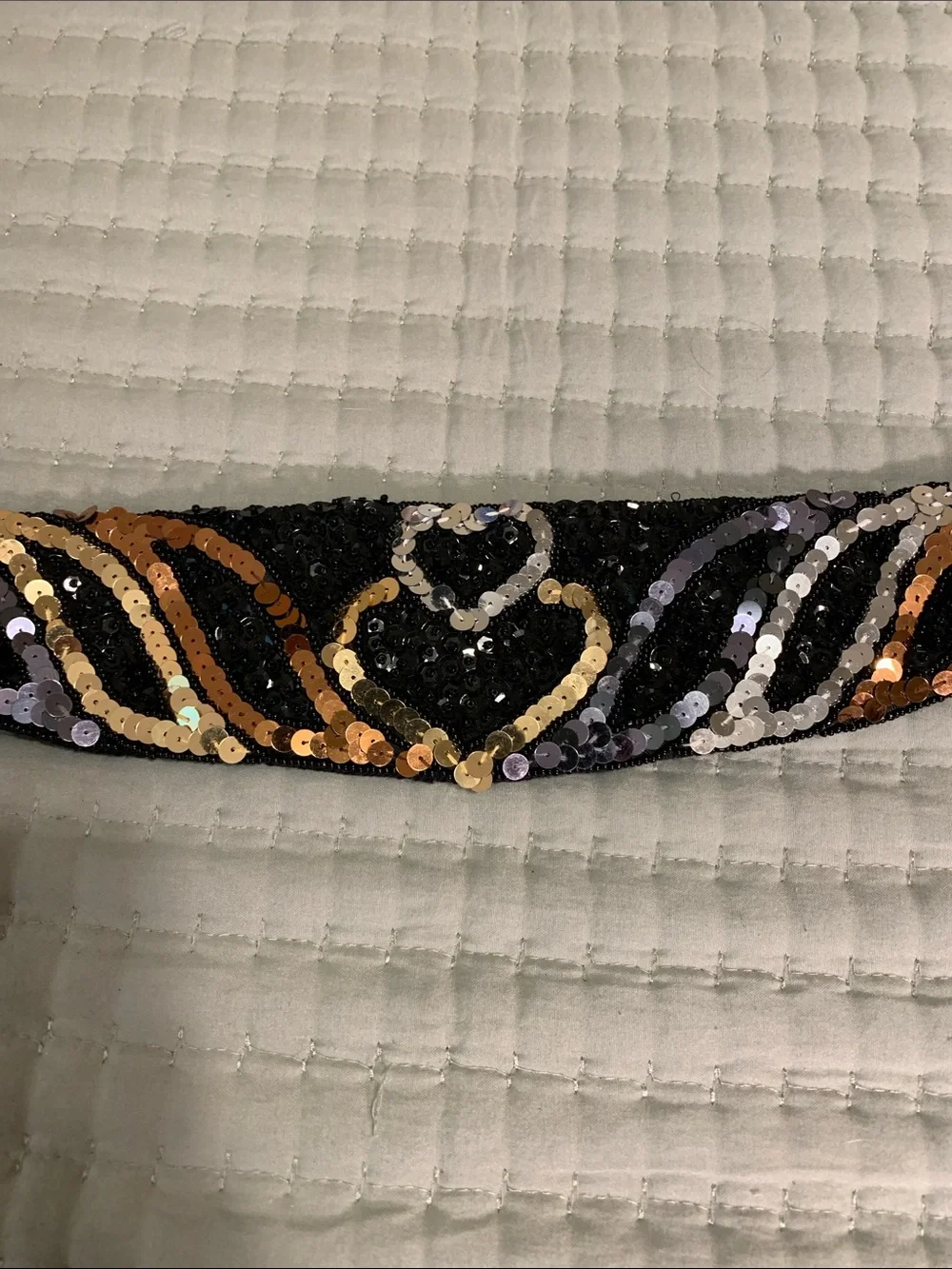 Milor Vintage sequins & Beads Wide Belt Like NEW Copper Silver Gold Size S-M